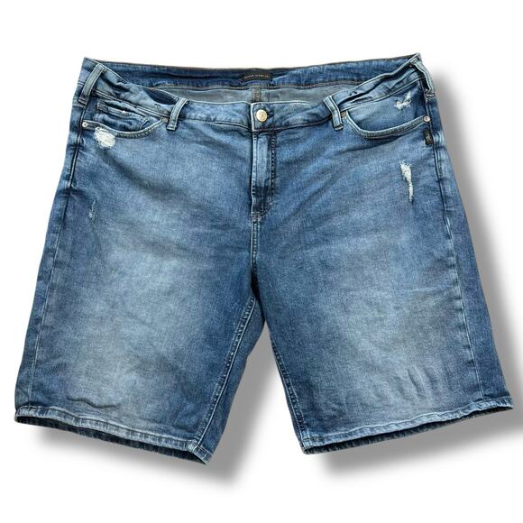 Silver Jeans Co Womens Denim Blue Jean Shorts Distressed Bermuda Length Size 20 - Picture 1 of 9